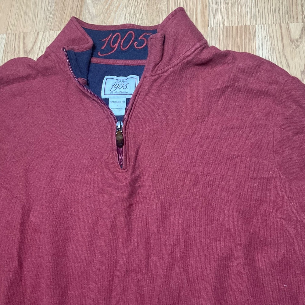 Jos. A. Bank 1905 Collection Mens Quarter Zip Pullover Burgundy Red Cotton L